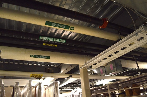 Secondary storage area with sanitary sewer and water lines