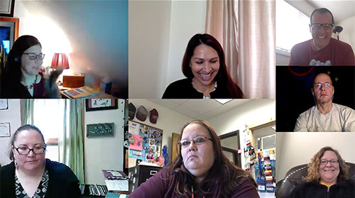 Web conference screenshot of quarterly board meeting participants.