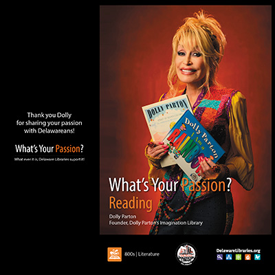 Delaware Division of Libraries, Delaware Communities of Excellence (DECOE) Dolly Parton poster.