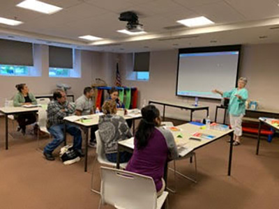 six participants in a Carthage Public Library citizenship class