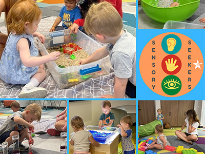 toddlers and children playing with colorful toys