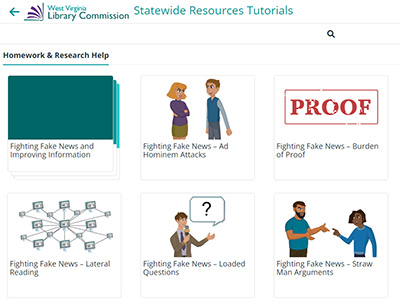 screenshot of the West Virginia Library Commission Statewide Resources Tutorial web page