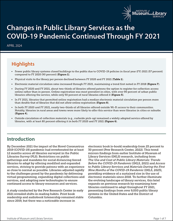 Changes in Public Library Services as the COVID-19 Pandemic Continued Through FY 2021