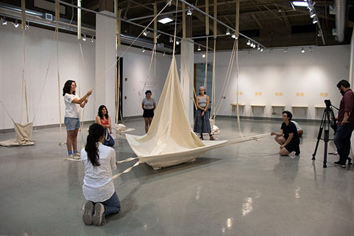 Students participate in a workshop at the Center for the Visual Arts.