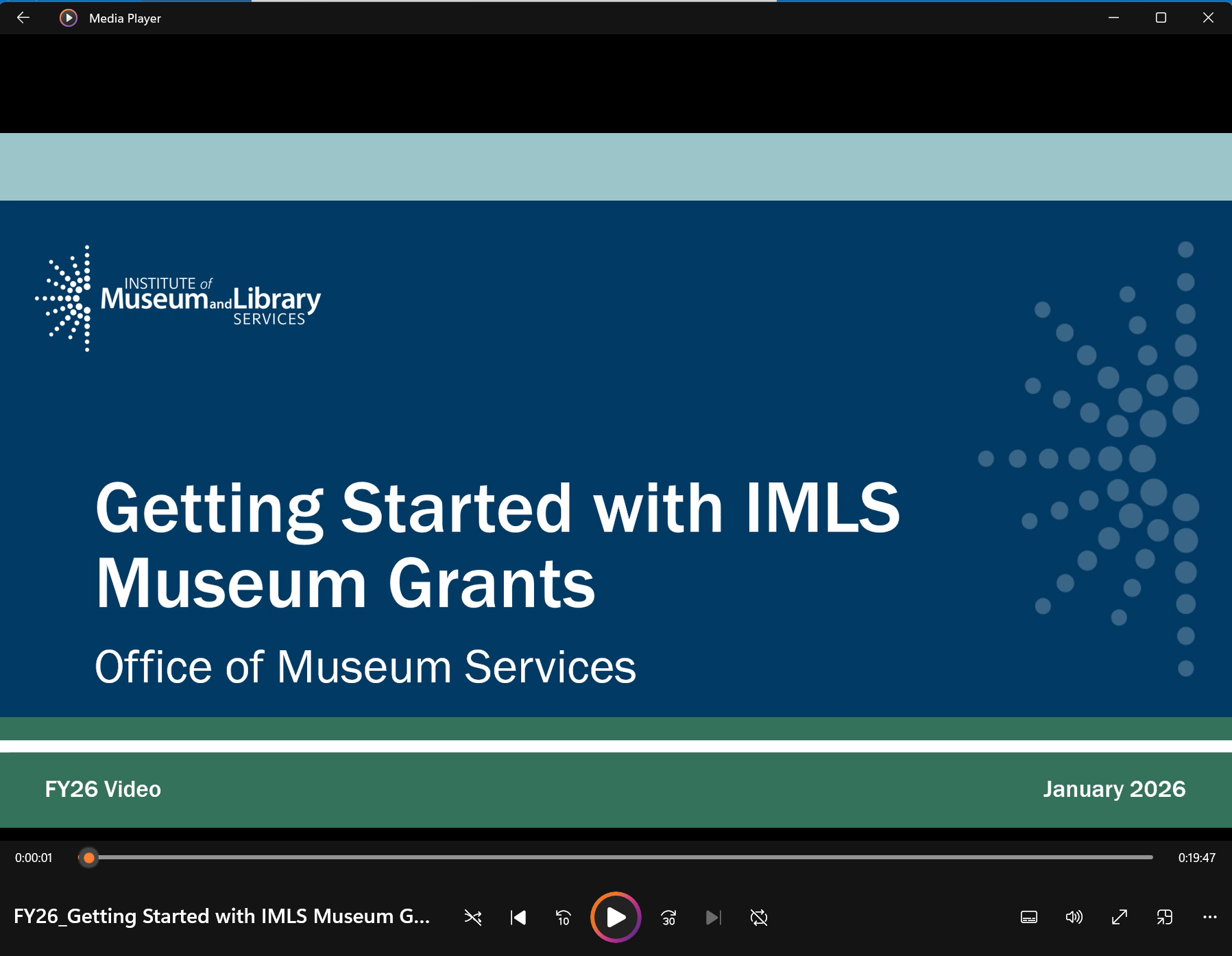 Getting Started with IMLS Museum Grants FY 2026 webinar thumbnail