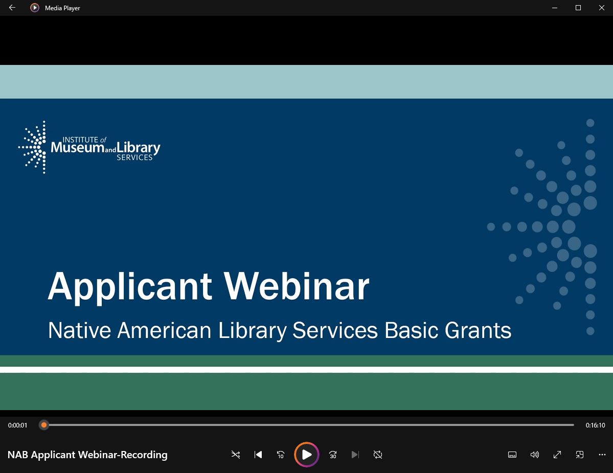 Native American Library Services: Basic Grants Applicant Webinar   thumbnail