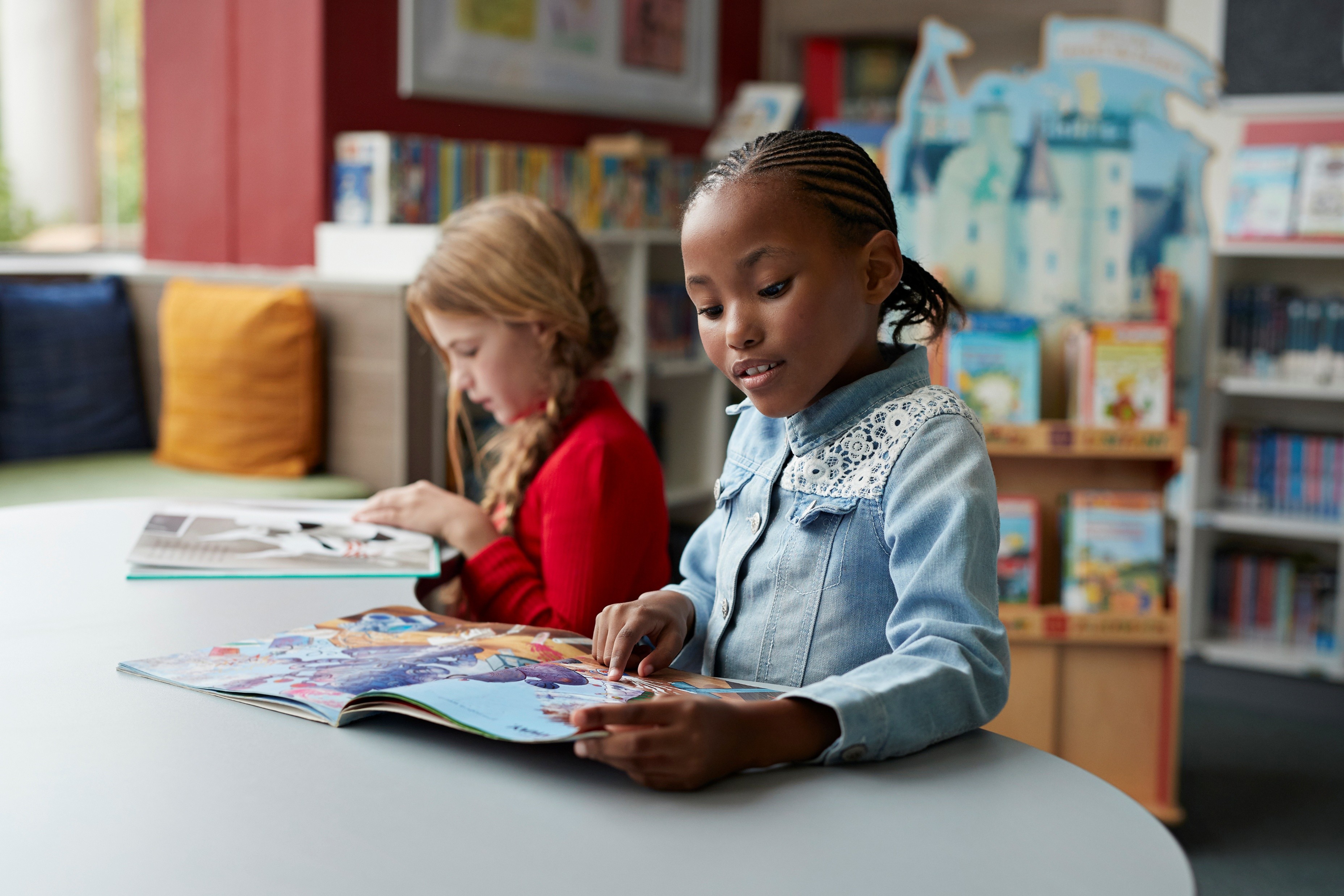 Children reading at the library