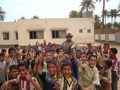 Soldier with children