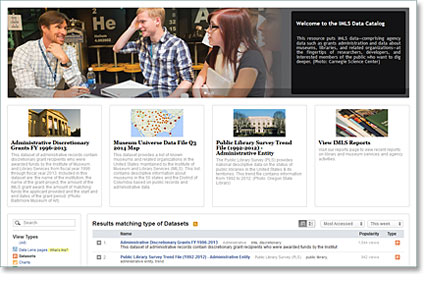 screenshot of data catalog homepage