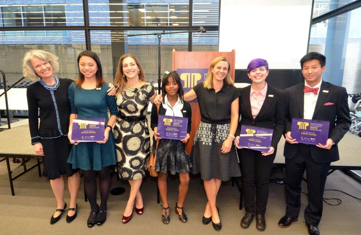 David (far right) pictured last year with some of the 2015 National Student Poet Ambassadors as well as IMLS Director Dr. Kathryn K. Matthew, Rachel Goslins, former executive director of the President’s Committee on the Arts & the Humanities and Olivia Morgan, a member of the President’s Committee on the Arts and the Humanities who was a brainchild behind the program.