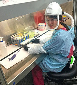 A Technician in a lab, working on test 6 material processing.