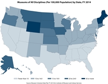 map of museums by population