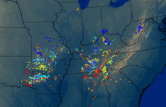 map shows the populations of species of rare and threatened plants across the study region