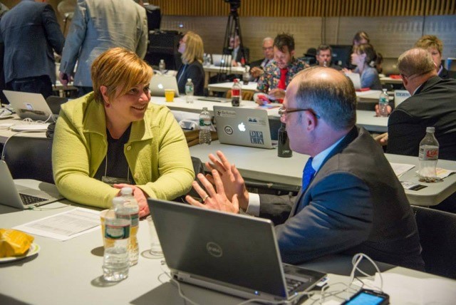 Rachel Frick, Digital Public Library of America, and Jeffrey Reznick, National Library of Medicine, at the IMLS Focus Meeting on National Digital Platform.