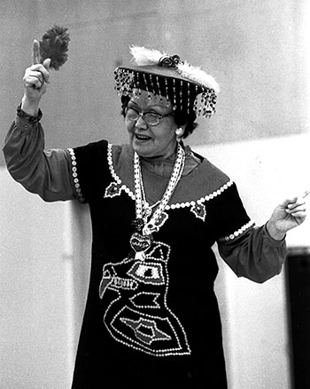 Tribal member performs during celebration.