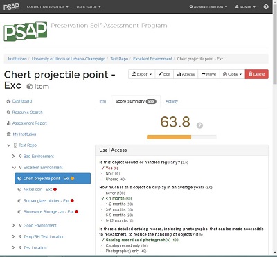 Preservation score summary screenshot.