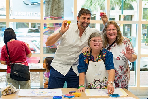 A family gets creative at a museum workshop