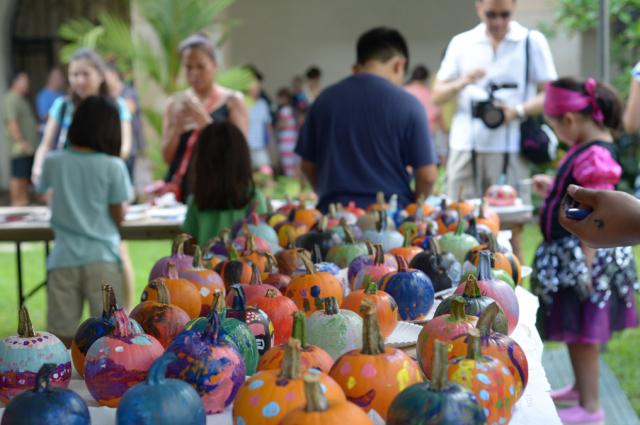 Carved artwork on a table during the Family Sunday event - Honolulu Museum of Art