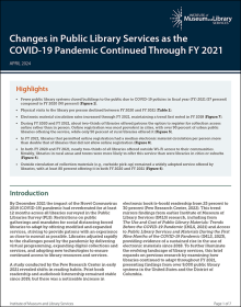 Research Brief: Changes in Public Library Services as the COVID-19 Pandemic Continued Through FY 2021 cover