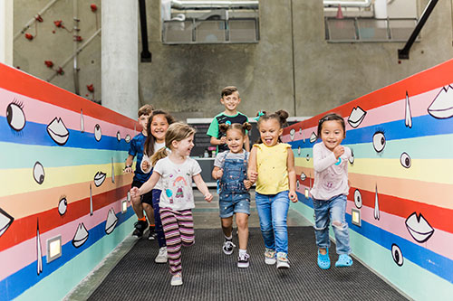 Young kids visit The New Children's Museum.