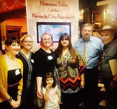 At the Sept. 2015 Ribbon Cutting Ceremony, Librarians Josie Andrews, Laura Pappani, Vaile Fujikawa, Shelly Covert, Greg Lucas, and Richard Johnson – Nevada City Rancheria Tribal Chairman.